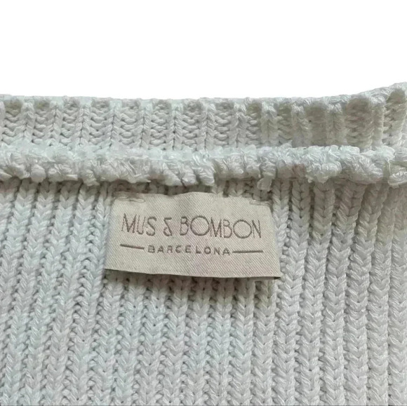 Mus & Bombon Side Tie Stripe Knit Vest Sweater White Navy Women's size Large - Picture 9 of 13